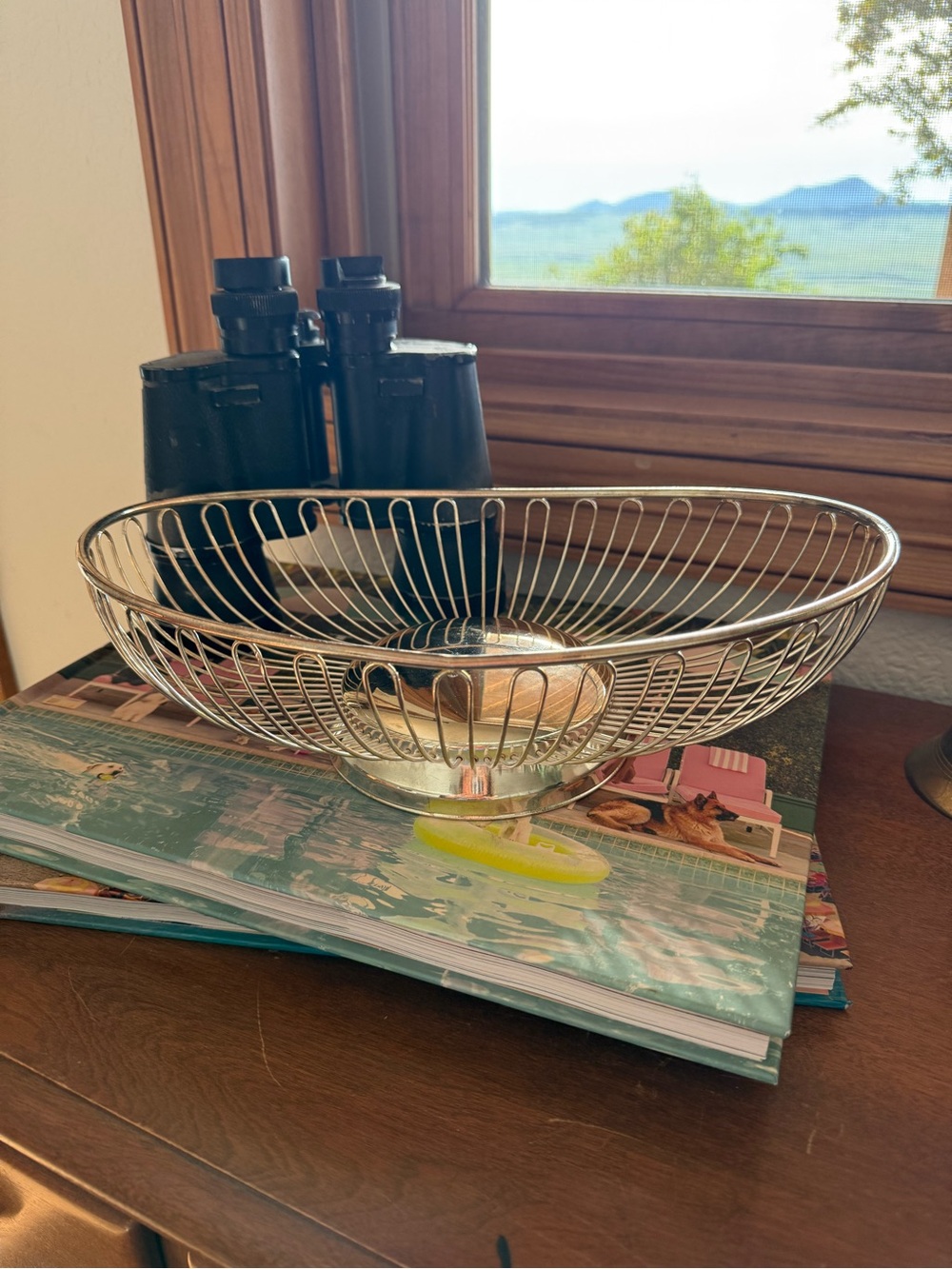 Vintage Silver Wire Fruit Bowl - Large Decorative Centerpiece